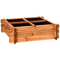 PLANTAWA Suelo de Huerto Urbano- Suelo de 4 Departamentos- Madera de Pino- Mesa de Cultivo sin Patas- 30 x 80 x 80 cm